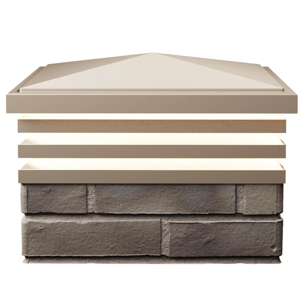 Колпак Zking Бона ХайТек Бежевый на столб 1.5х1.5 кирпича (385х385мм) с подсветкой в Зеленокумске фото