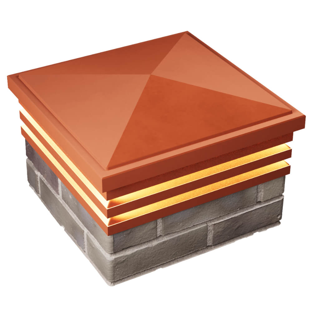 Колпак Zking Бона ХайТек Красный на столб 1.5х1.5 кирпича (385х385мм) с подсветкой в Зеленокумске фото