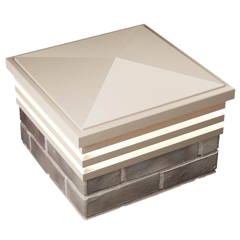 Колпак Zking Бона ХайТек Бежевый на столб 1.5х1.5 кирпича (385х385мм) с подсветкой в Зеленокумске фото