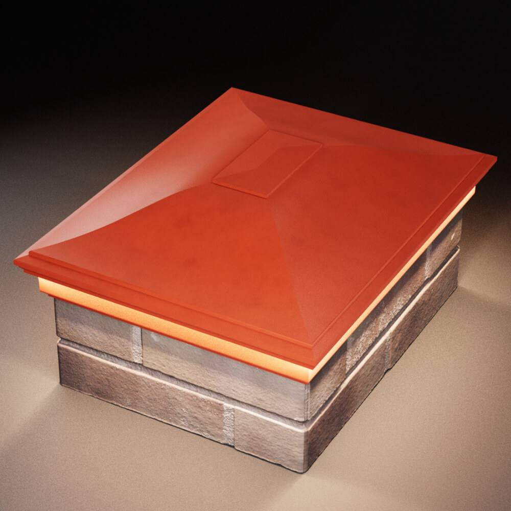 Колпак Zking Монблан Красный на столб 2х1.5 кирпича (515х385мм) c подсветкой в Зеленокумске фото