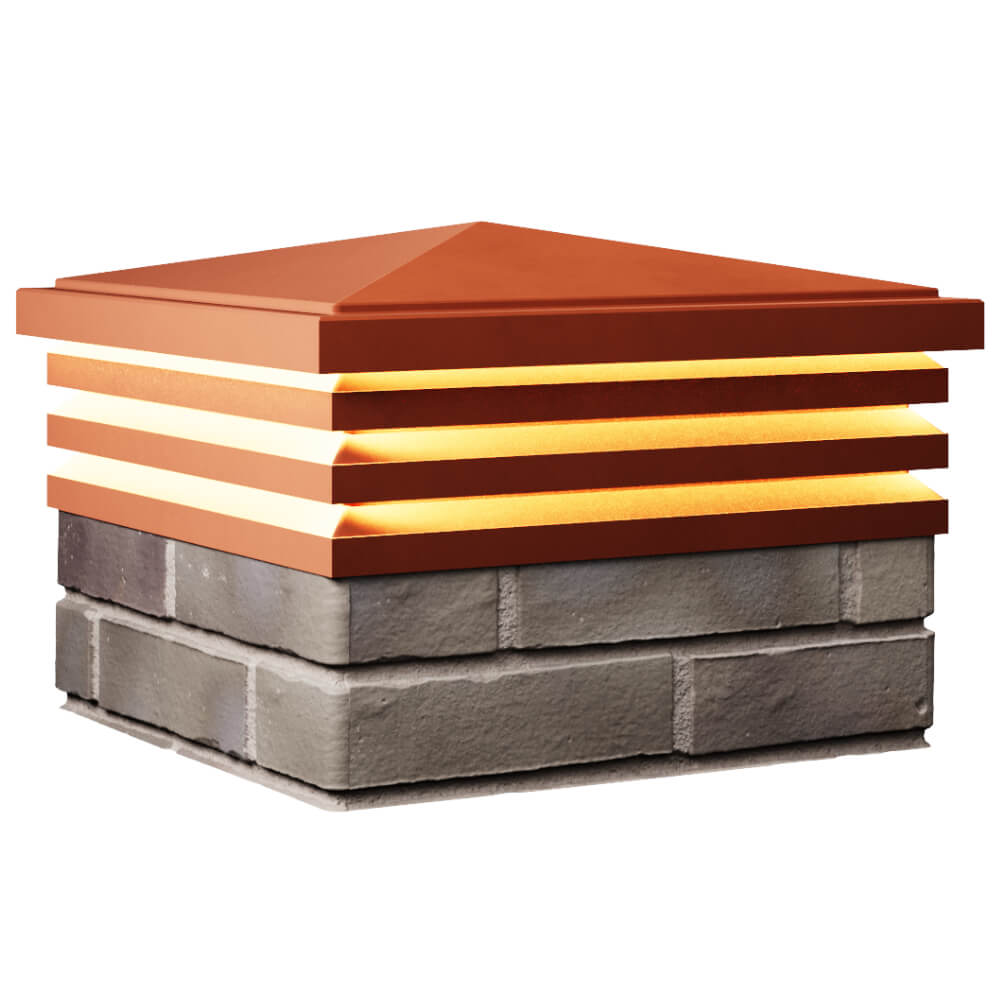 Колпак Zking Бона ХайТек Красный на столб 1.5х1.5 кирпича (385х385мм) с подсветкой в Зеленокумске фото