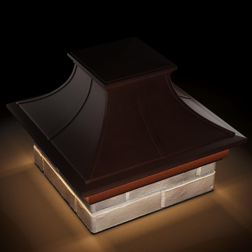Колпак Zking Монблан Премиум Коричневый на столб 1.5х1.5 кирпича (385х385мм) с подсветкой в Зеленокумске фото