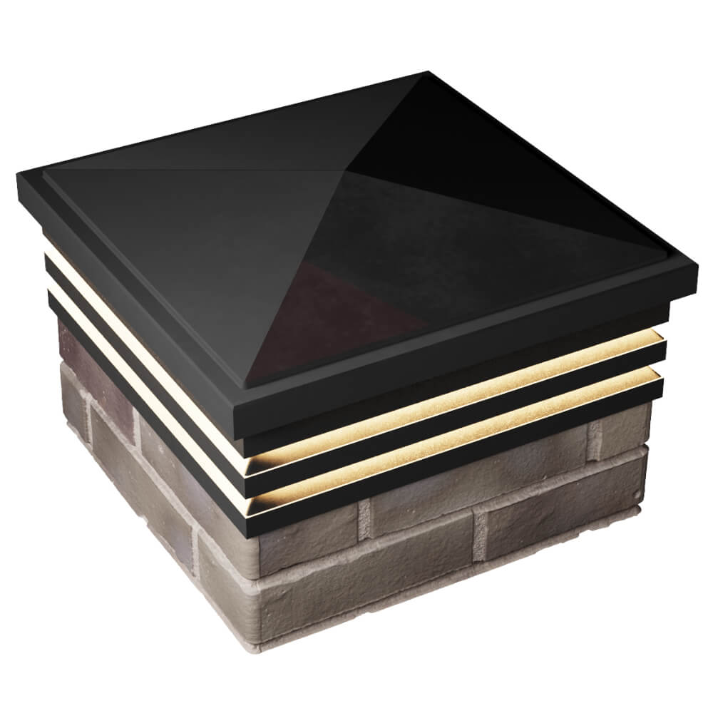 Колпак Zking Бона ХайТек Черный на столб 1.5х1.5 кирпича (385х385мм) с подсветкой в Зеленокумске фото