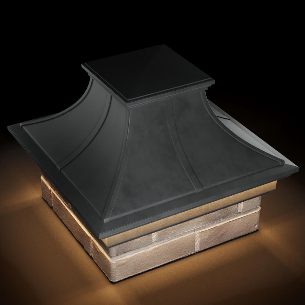 Колпак Zking Монблан Премиум Серый на столб 1.5х1.5 кирпича (385х385мм) с подсветкой в Зеленокумске фото