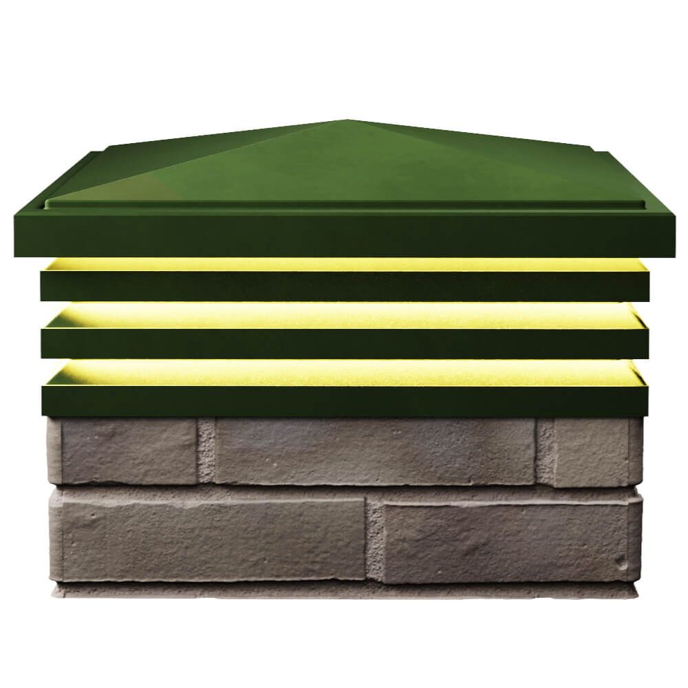 Колпак Zking Бона ХайТек Зеленый на столб 1.5х1.5 кирпича (385х385мм) с подсветкой в Зеленокумске фото