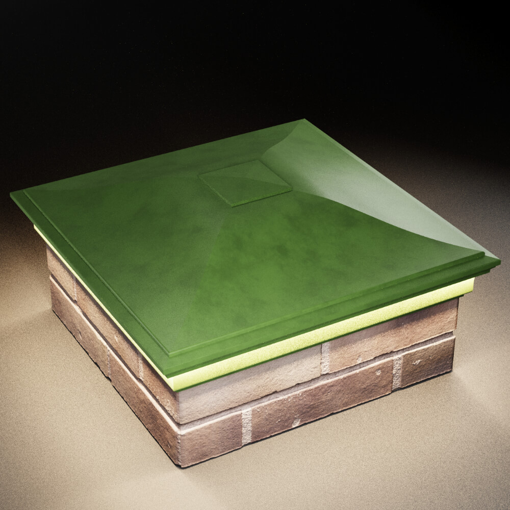 Колпак Zking Монблан Зеленый на столб 2х2 кирпича (515х515мм) c подсветкой в Зеленокумске фото