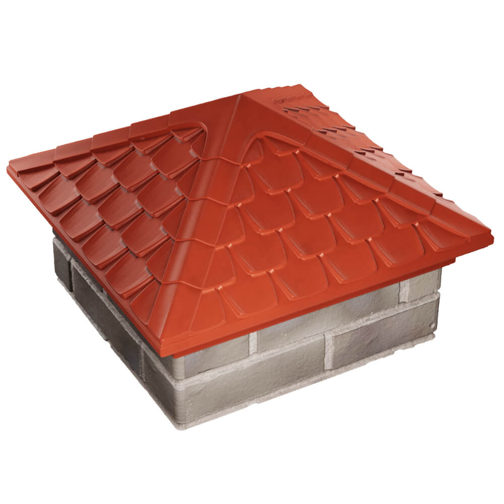 Колпак Zking Эльбрус Красный на столб 1.5х1.5 кирпича (385х385мм) в Зеленокумске фото