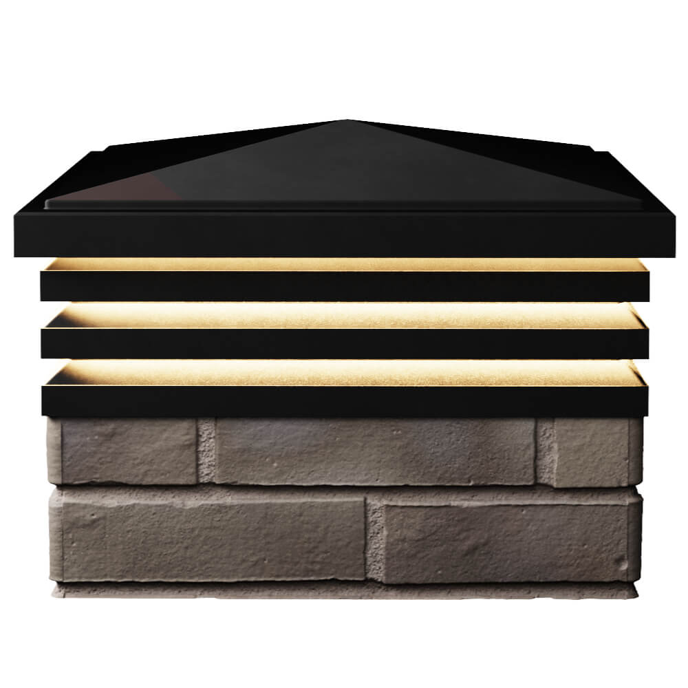 Колпак Zking Бона ХайТек Черный на столб 1.5х1.5 кирпича (385х385мм) с подсветкой в Зеленокумске фото