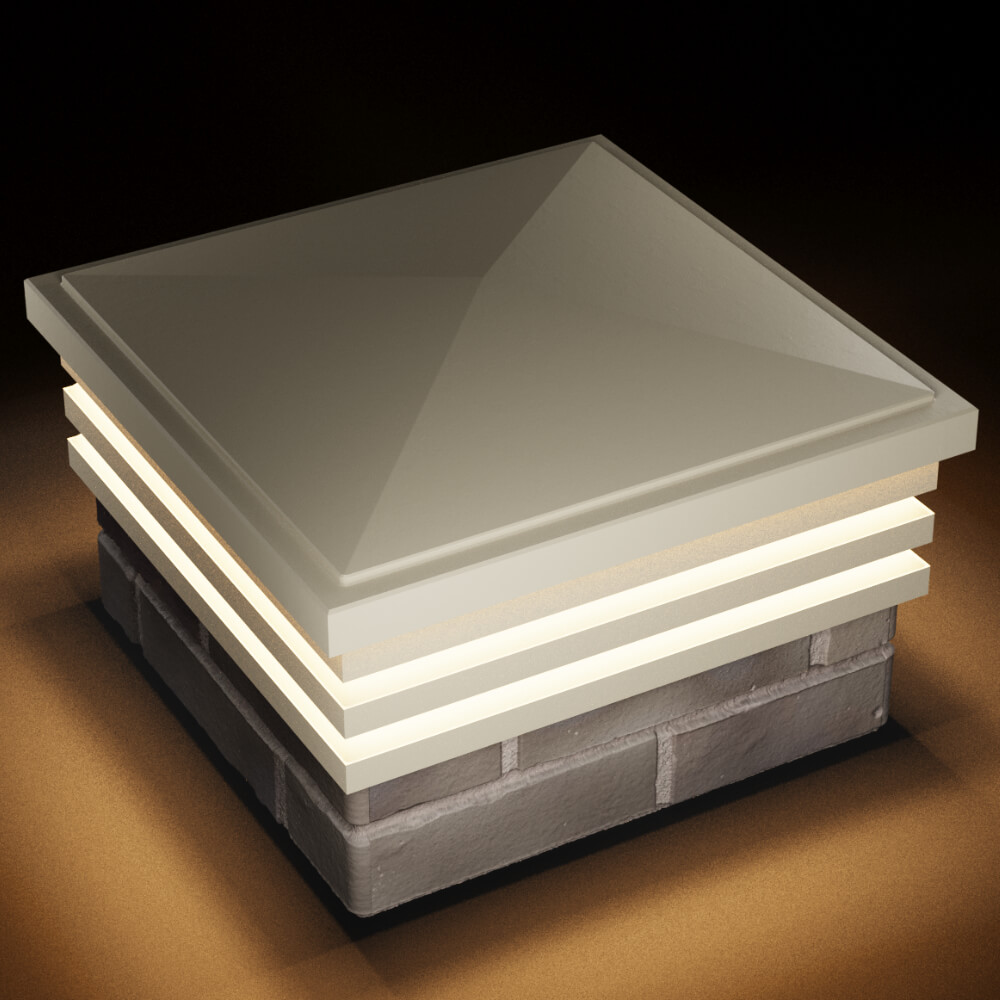 Колпак Zking Бона ХайТек Бежевый на столб 1.5х1.5 кирпича (385х385мм) с подсветкой в Зеленокумске фото