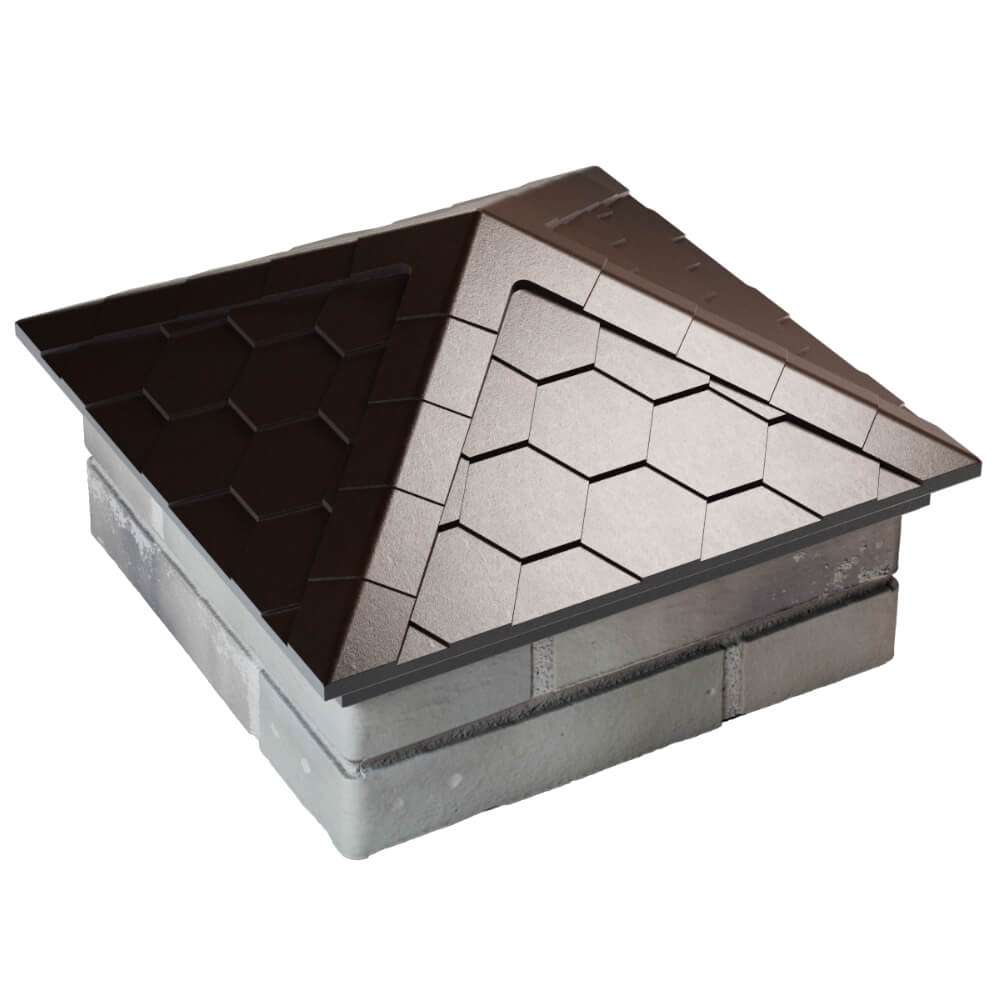 Колпак Zking Эверест Коричневый на столб 1.5х1.5 кирпича (390х390мм) в Зеленокумске фото