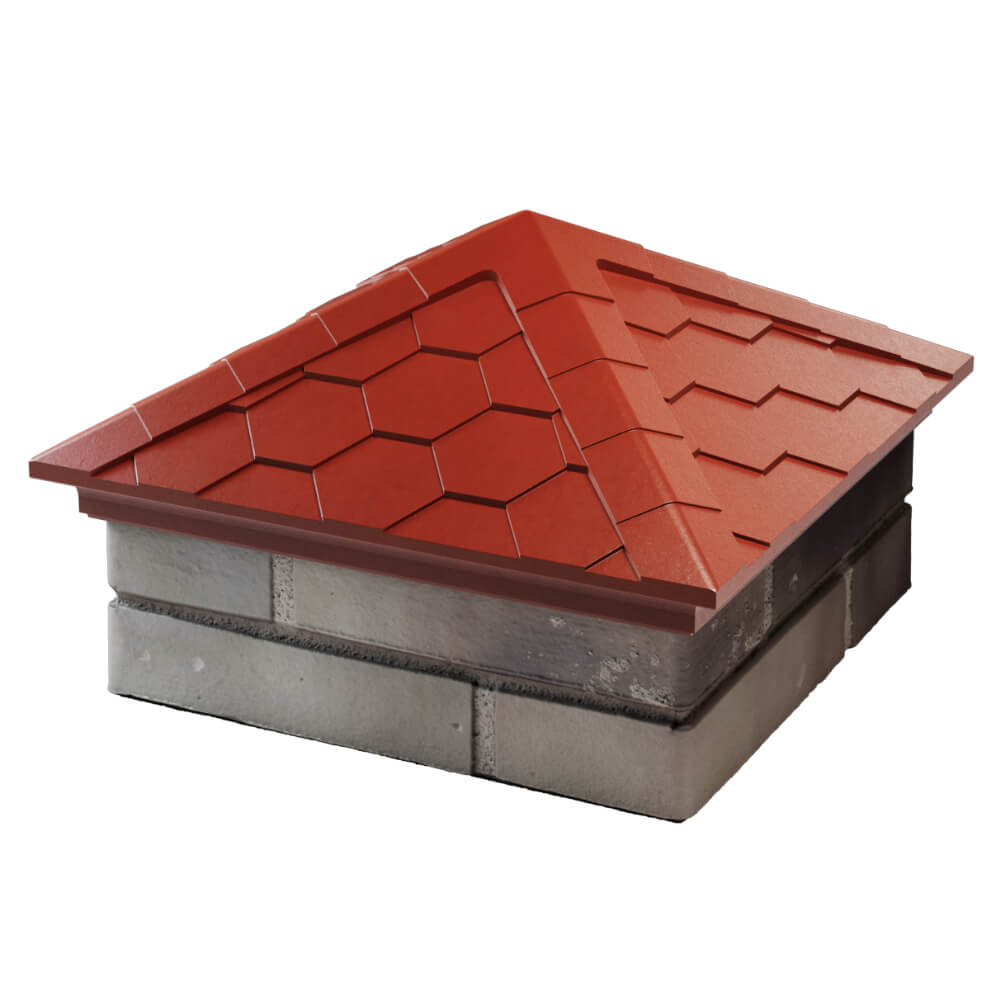 Колпак Zking Эверест Красный на столб 1.5х1.5 кирпича (390х390мм) в Зеленокумске фото