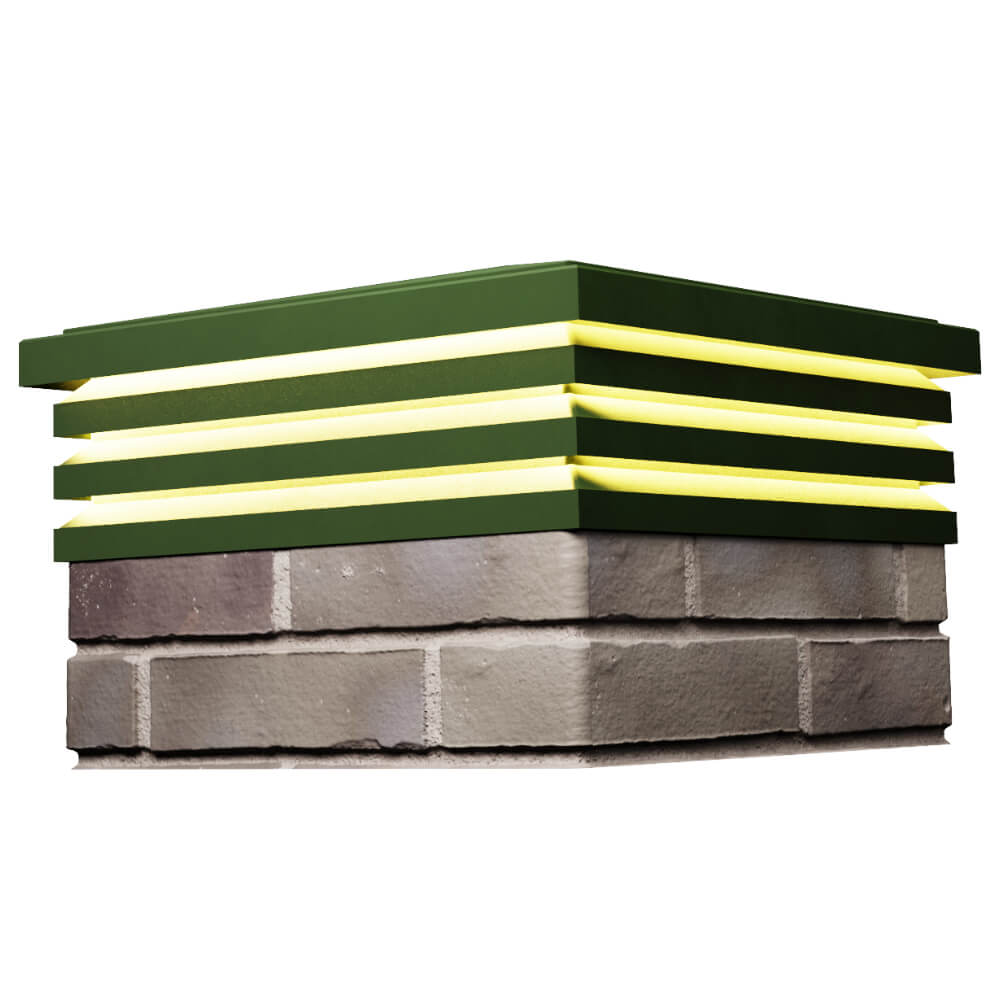 Колпак Zking Бона ХайТек Зеленый на столб 1.5х1.5 кирпича (385х385мм) с подсветкой в Зеленокумске фото