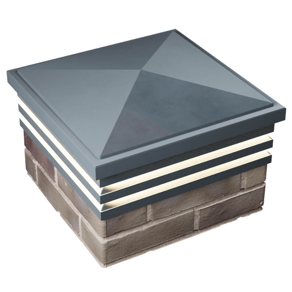 Колпак Zking Бона ХайТек Серый на столб 1.5х1.5 кирпича (385х385мм) с подсветкой в Зеленокумске фото