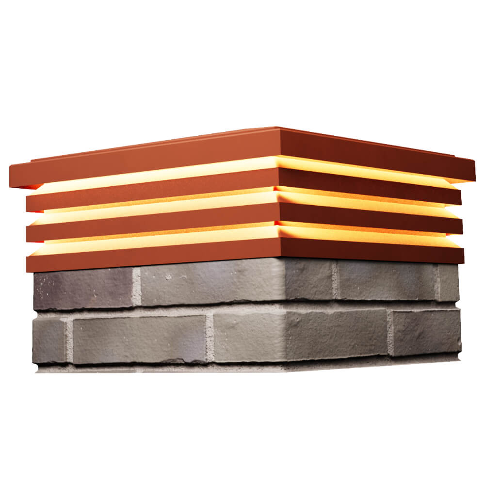 Колпак Zking Бона ХайТек Красный на столб 1.5х1.5 кирпича (385х385мм) с подсветкой в Зеленокумске фото