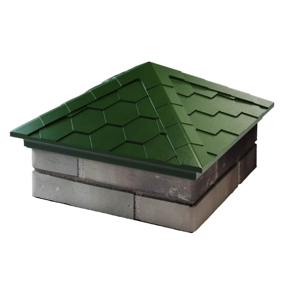 Колпак Zking Эверест Зеленый на столб 1.5х1.5 кирпича (390х390мм) в Зеленокумске фото