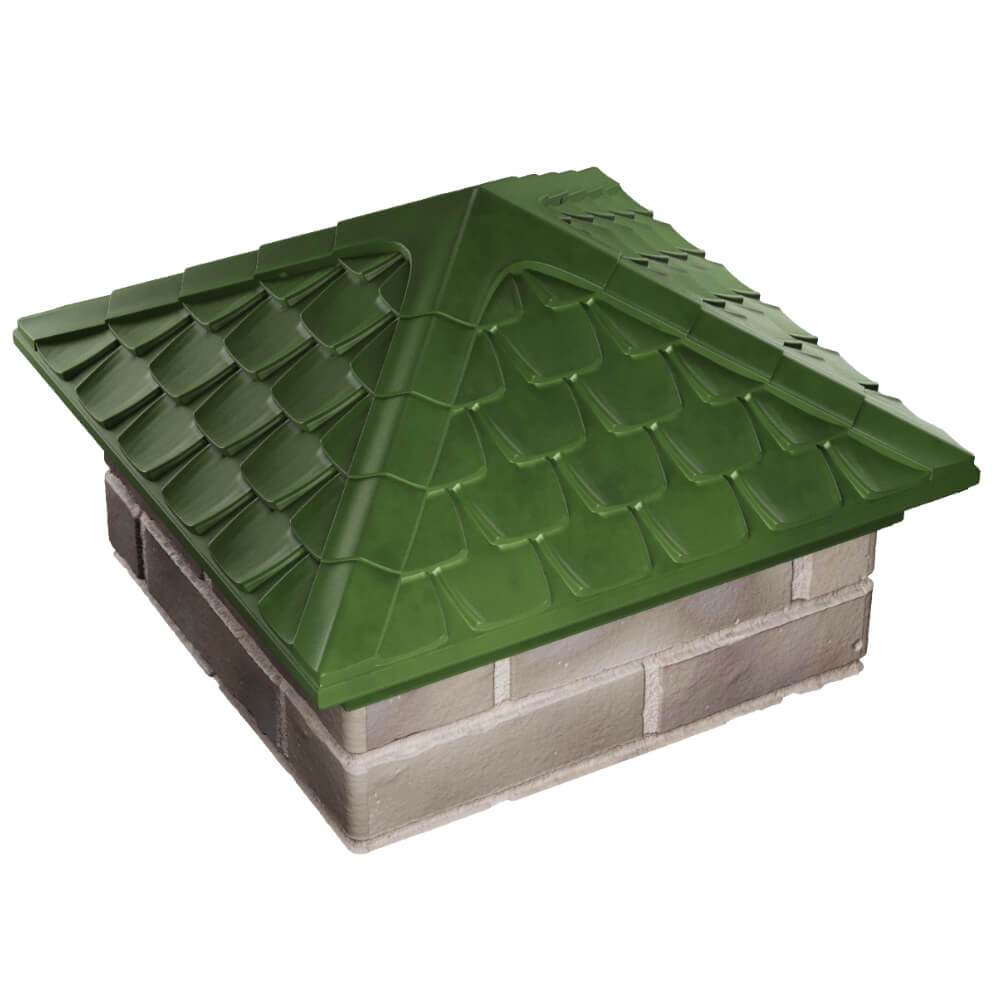 Колпак Zking Эльбрус Зеленый на столб 1.5х1.5 кирпича (385х385мм) в Зеленокумске фото