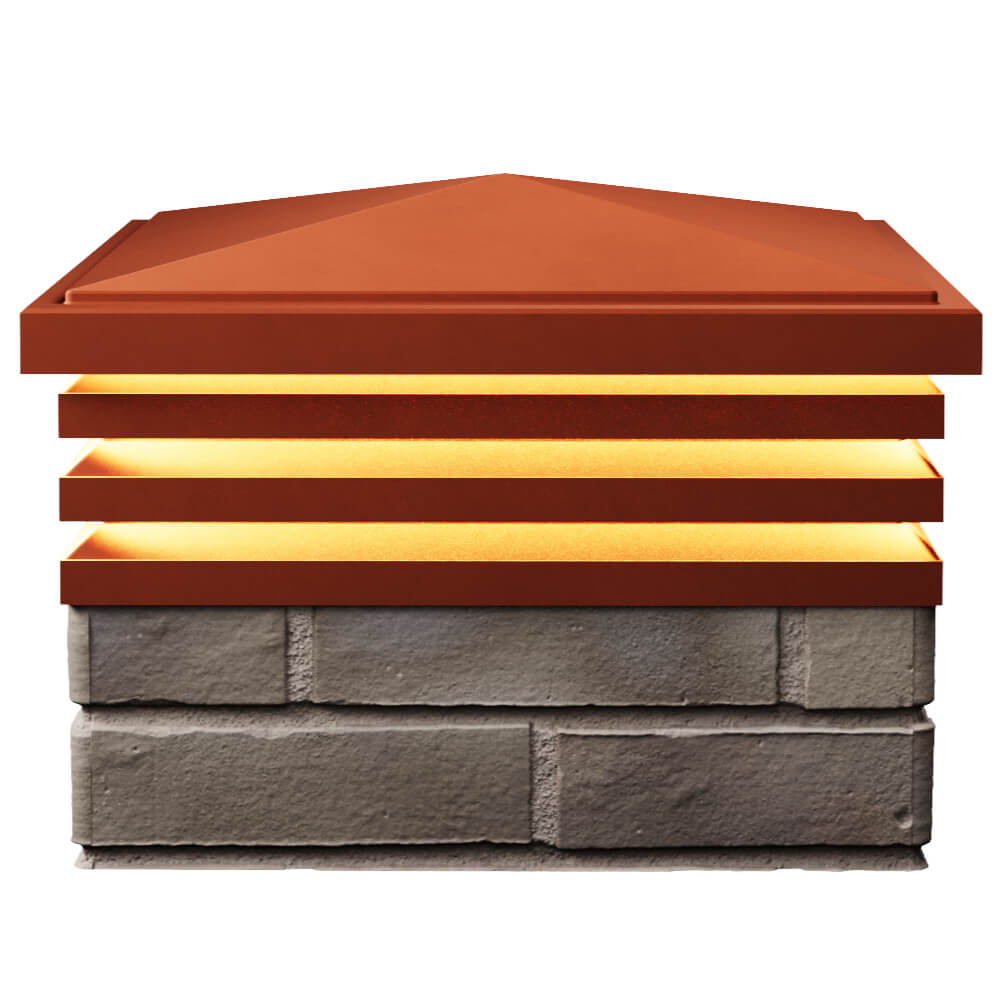 Колпак Zking Бона ХайТек Красный на столб 1.5х1.5 кирпича (385х385мм) с подсветкой в Зеленокумске фото