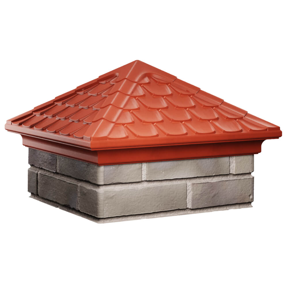 Колпак Zking Эльбрус Красный на столб 1.5х1.5 кирпича (385х385мм) в Зеленокумске фото