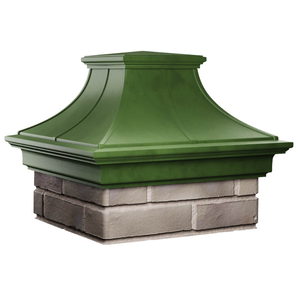 Колпак Zking Монблан Премиум Зеленый на столб 1.5х1.5 кирпича (385х385мм) в Зеленокумске фото