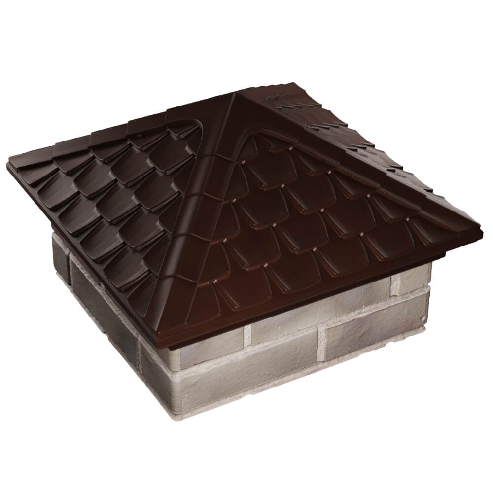 Колпак Zking Эльбрус Коричневый на столб 1.5х1.5 кирпича (385х385мм) в Зеленокумске фото