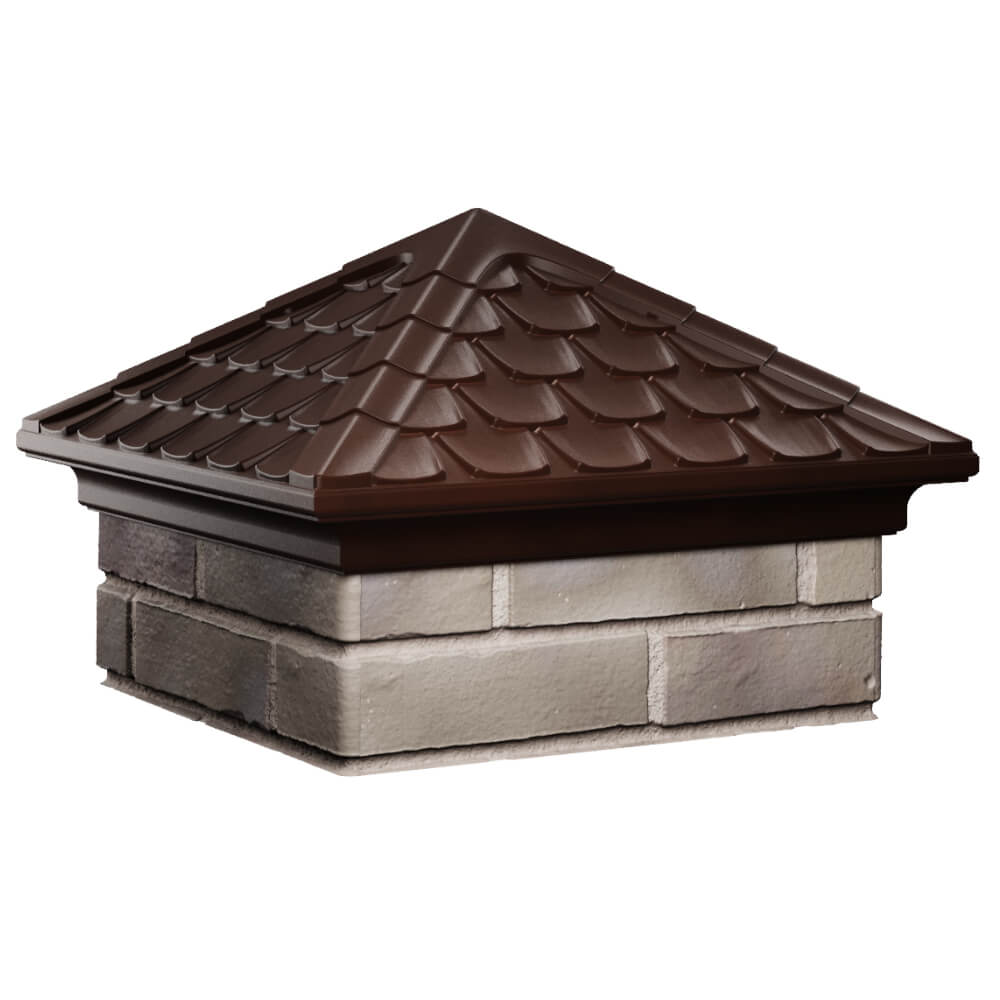 Колпак Zking Эльбрус Коричневый на столб 1.5х1.5 кирпича (385х385мм) в Зеленокумске фото