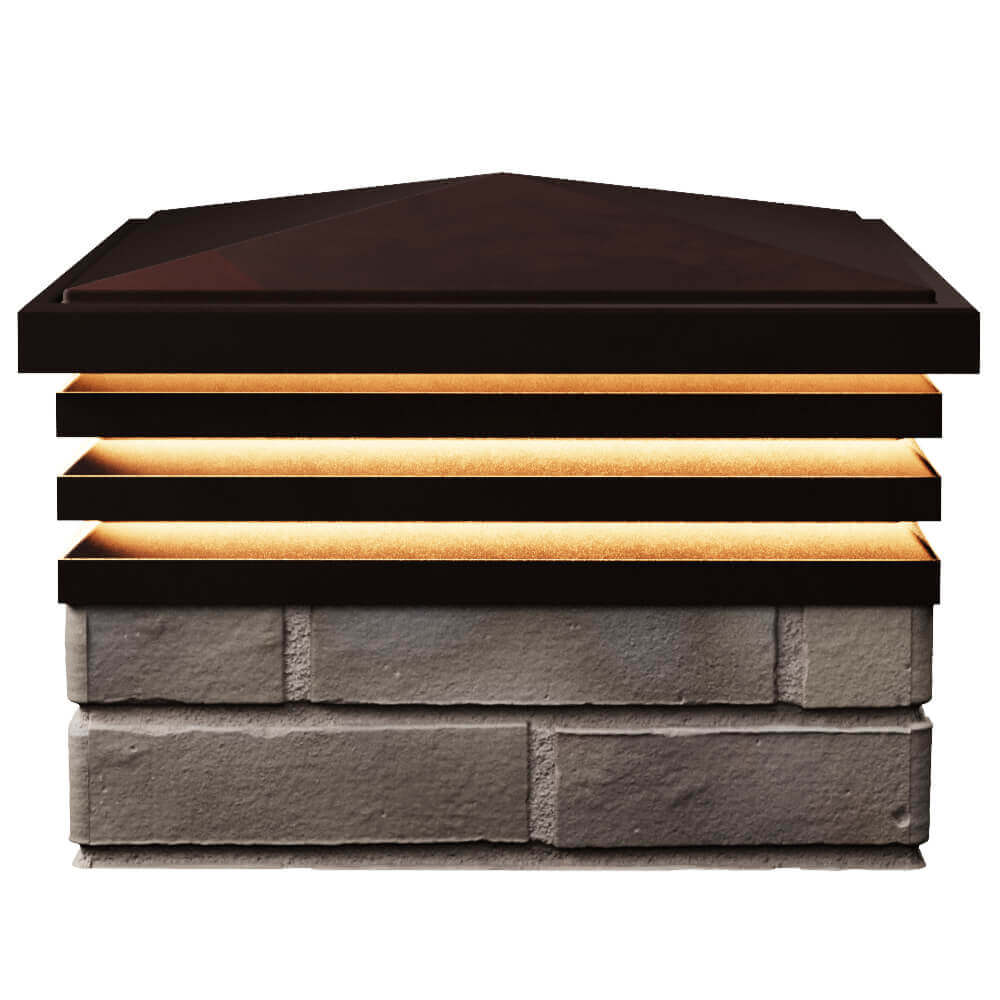 Колпак Zking Бона ХайТек Коричневый на столб 1.5х1.5 кирпича (385х385мм) с подсветкой в Зеленокумске фото